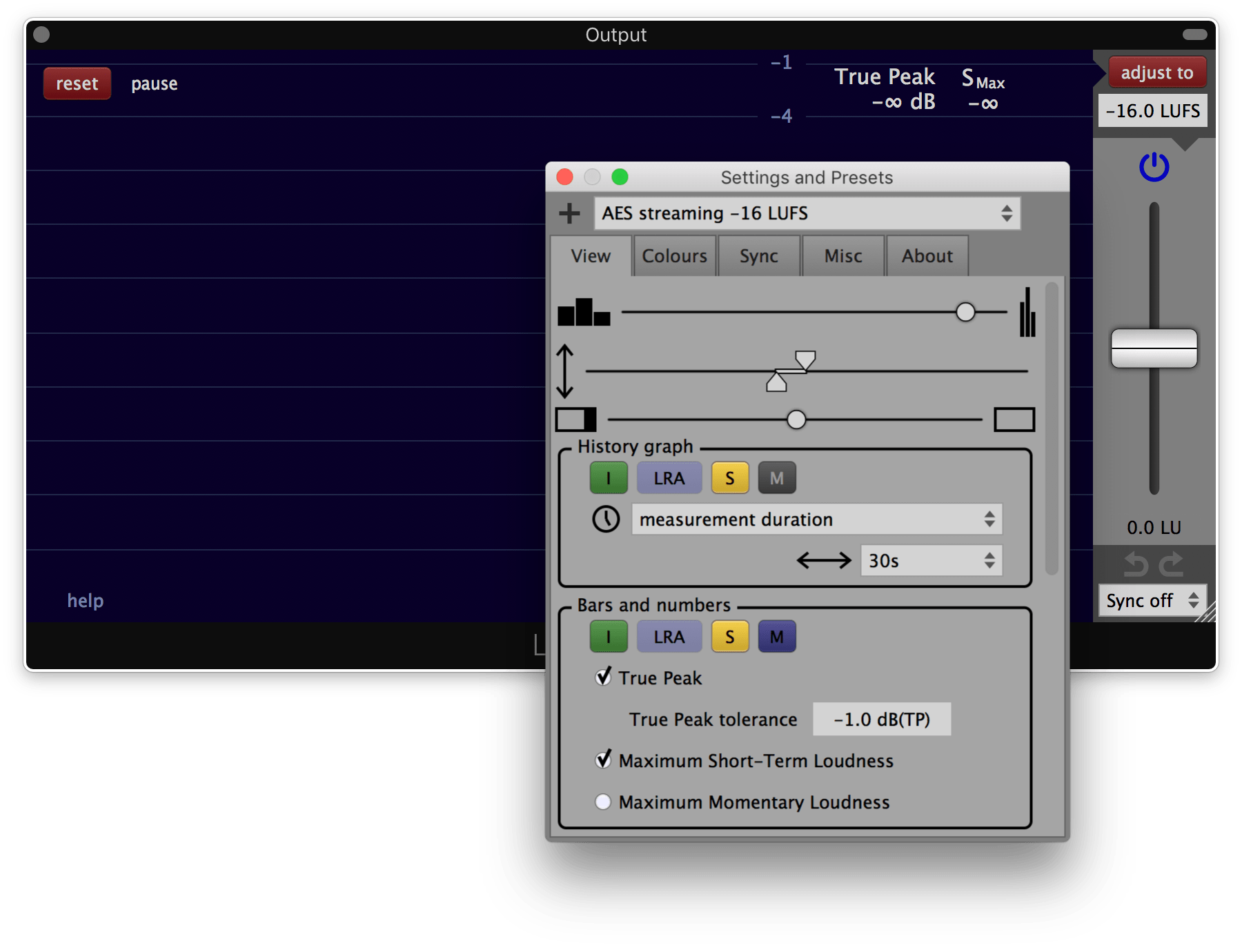 Settings floating window