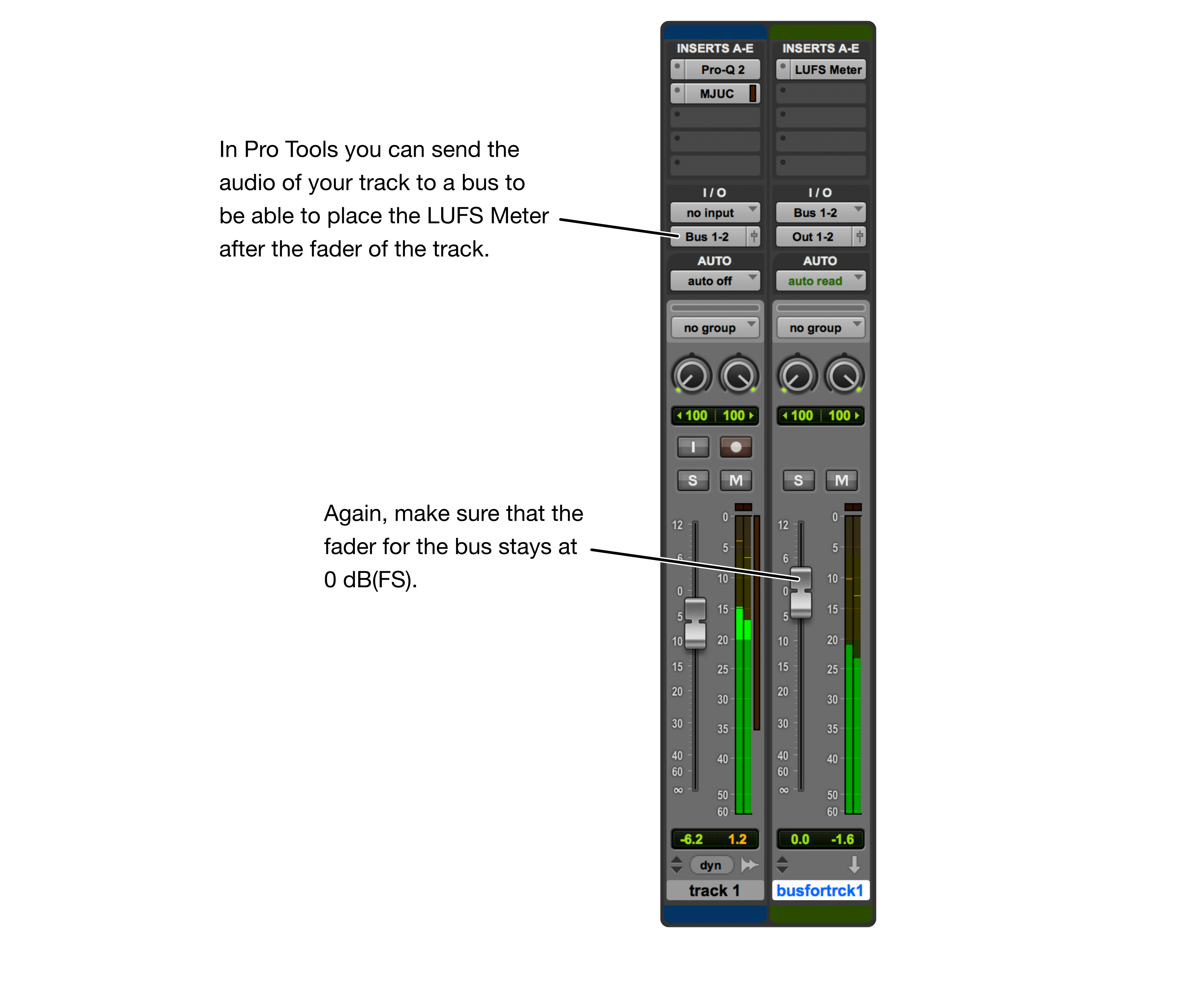 Single track, Pro Tools bus