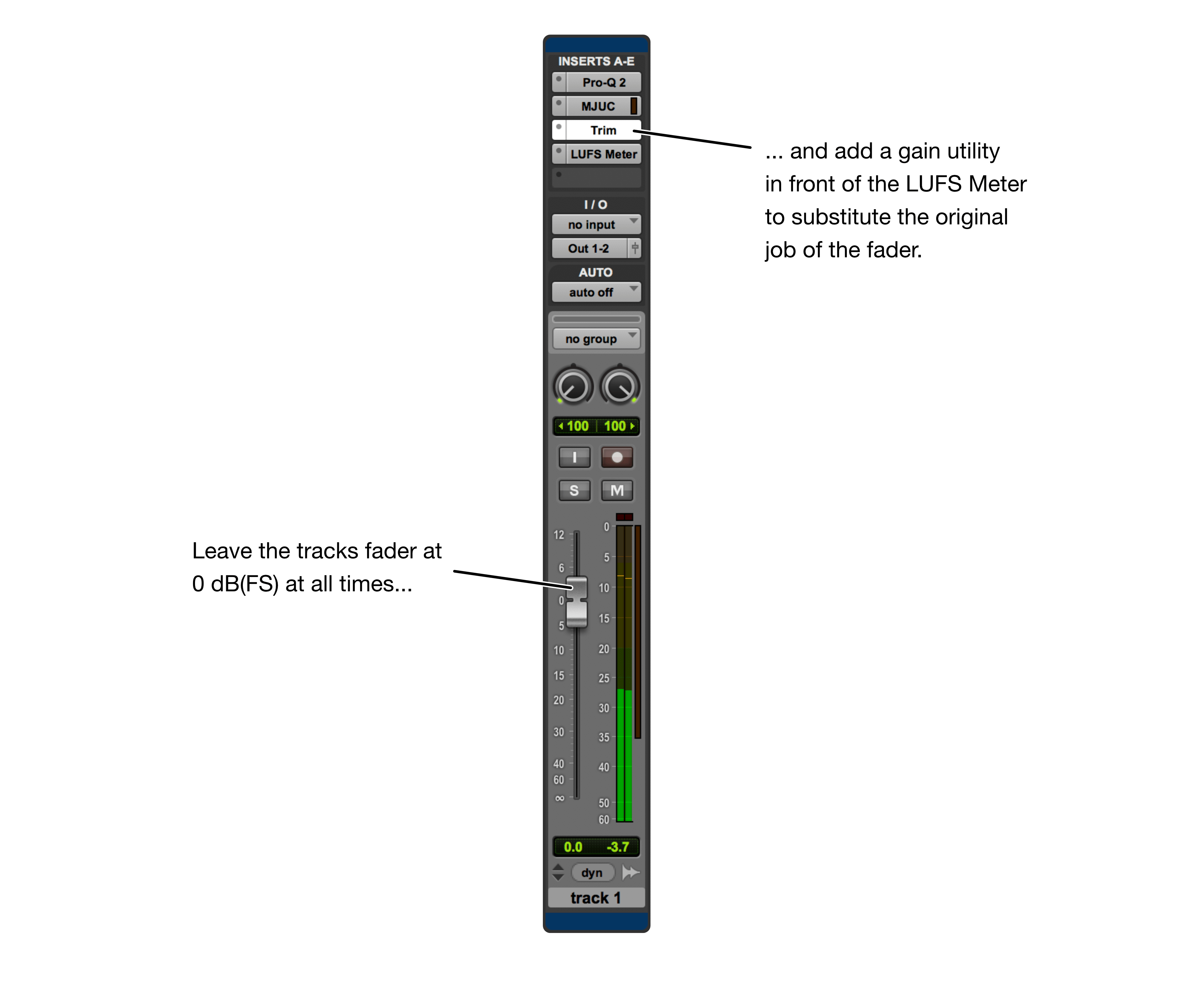 Single track, Pro Tools gain utility