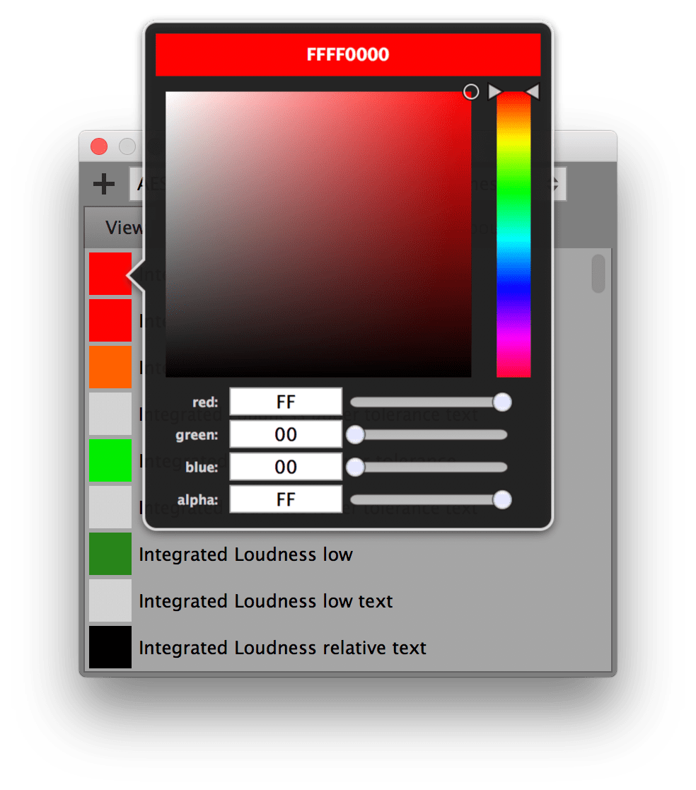 Colours selector