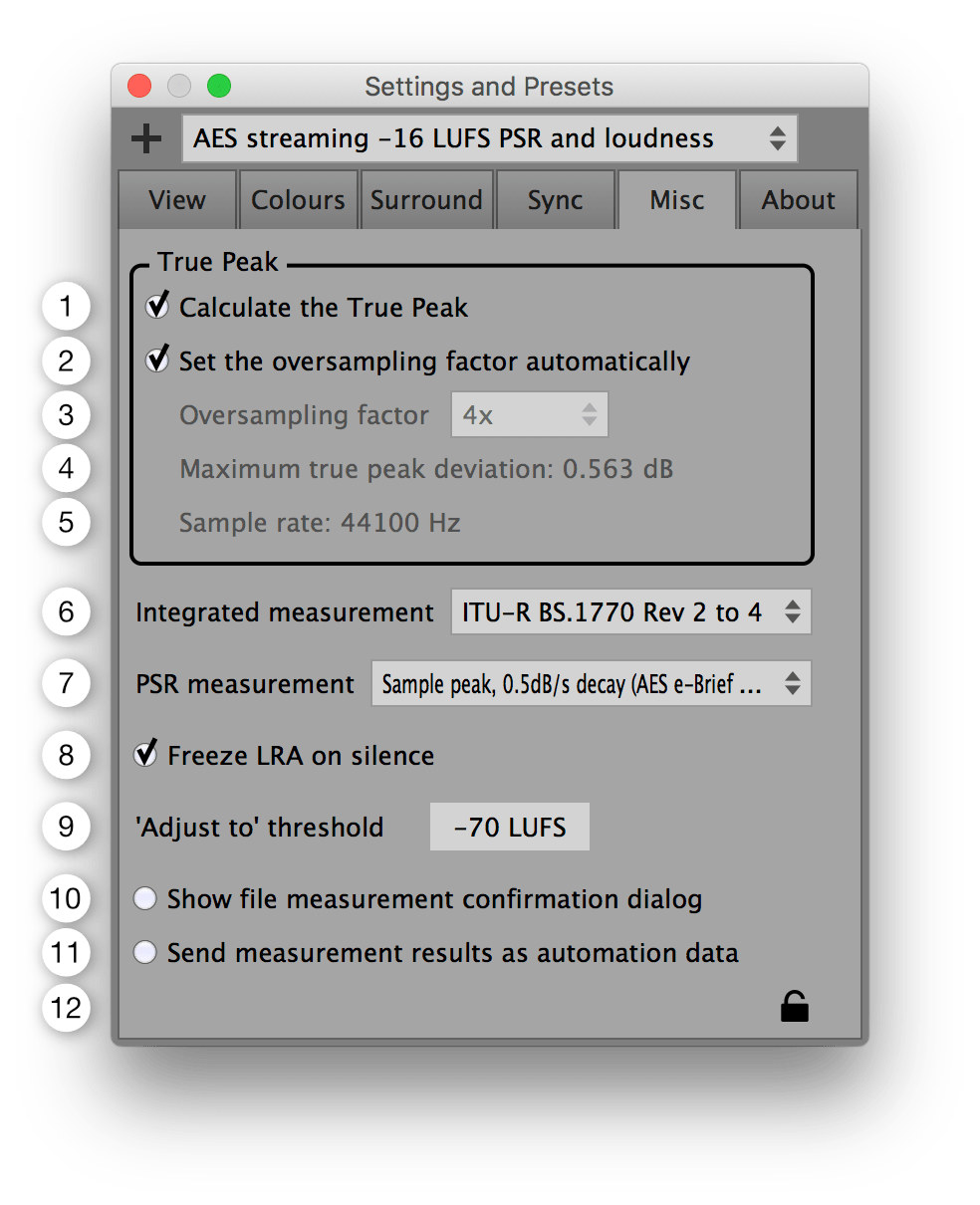 Misc settings