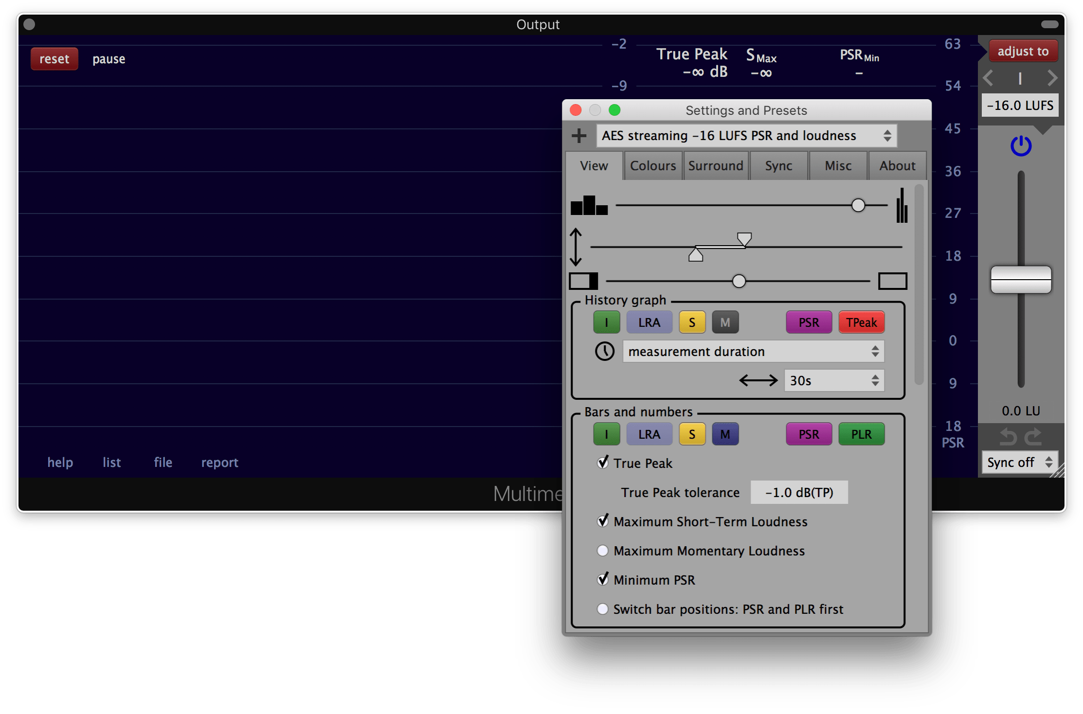 Settings floating window