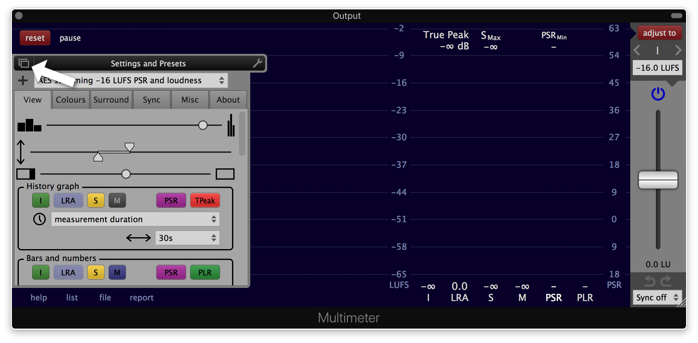 Settings floating window button