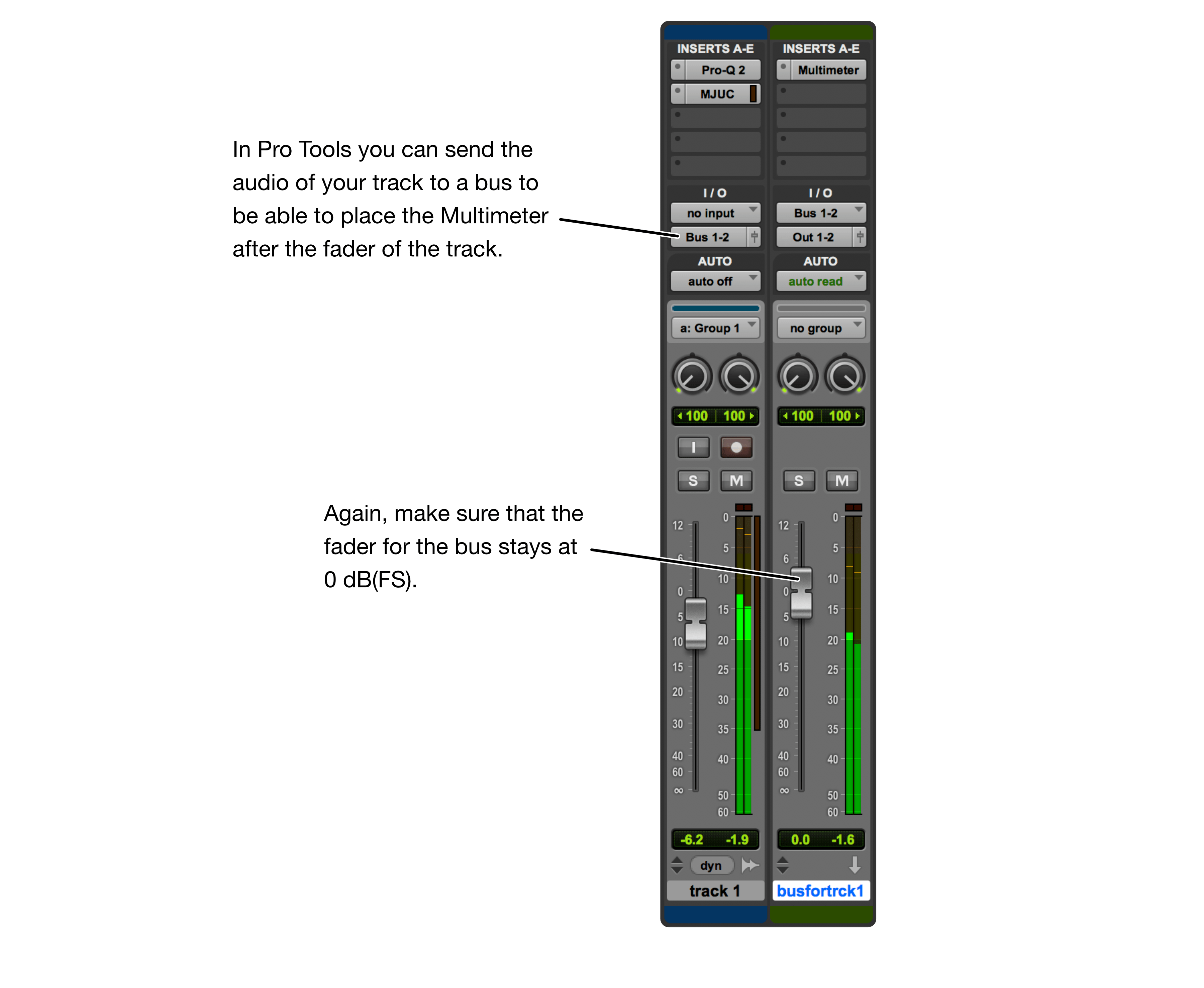 Single track, Pro Tools bus