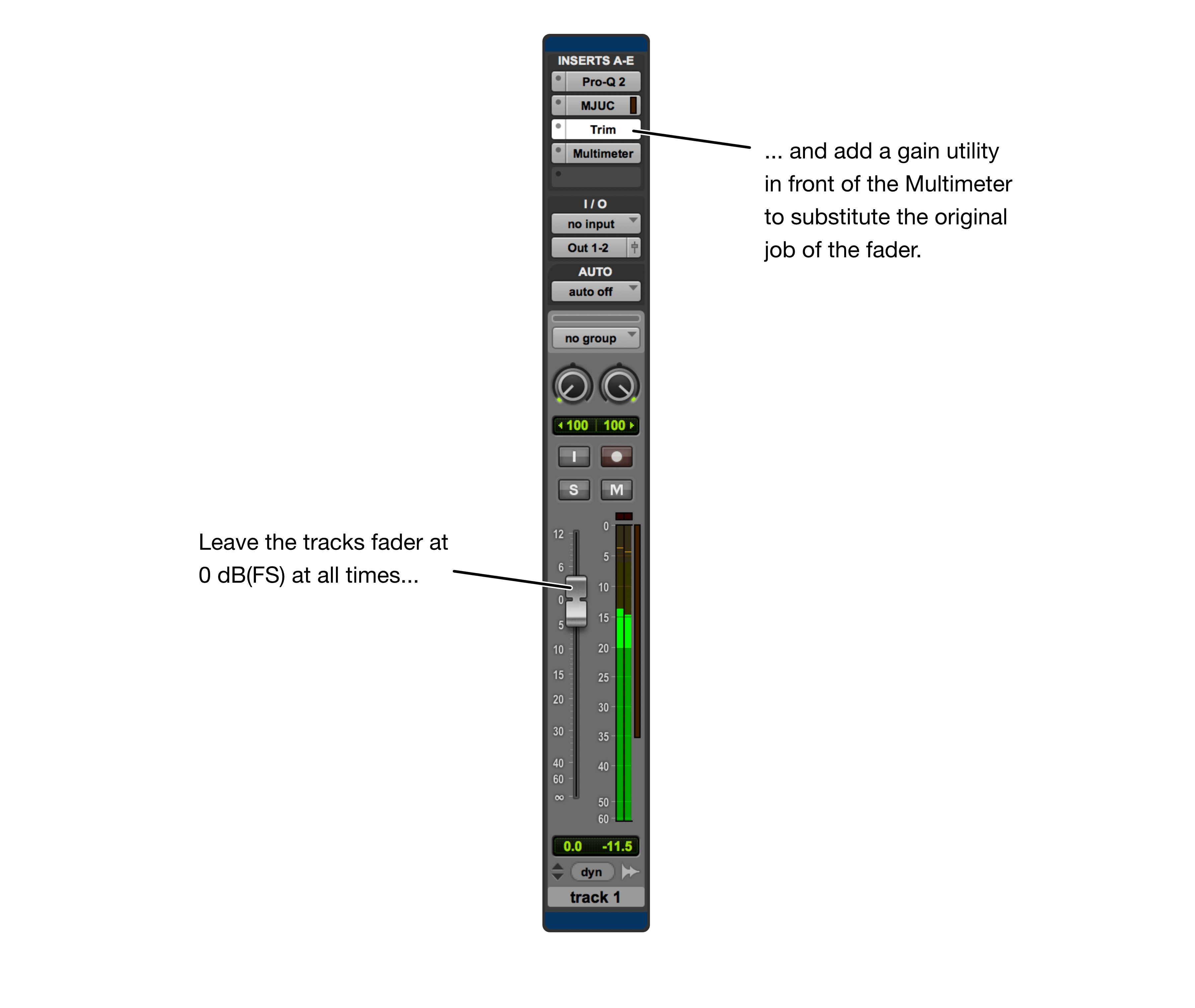 Single track, Pro Tools gain utility