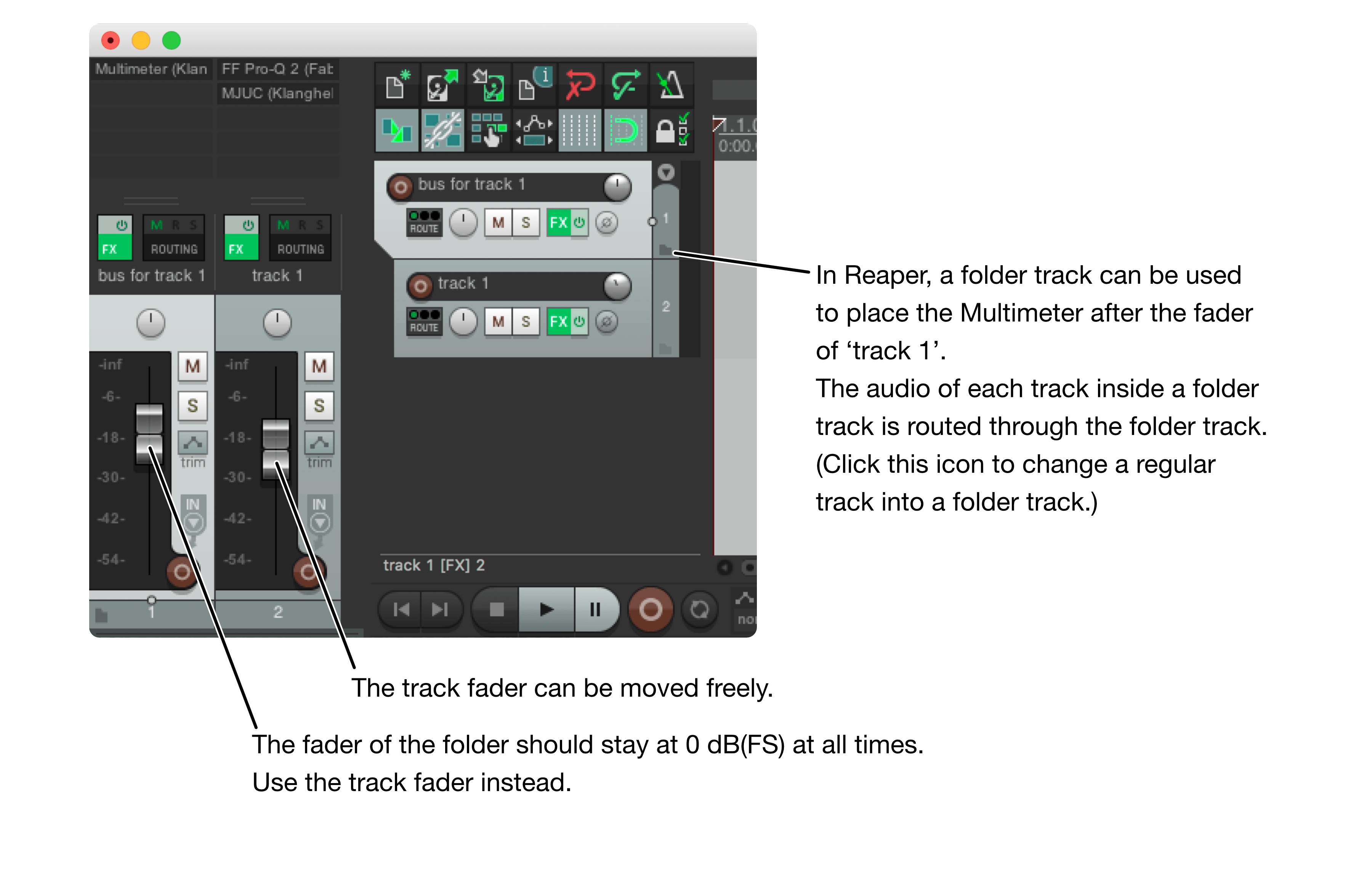 Single track, Reaper folder