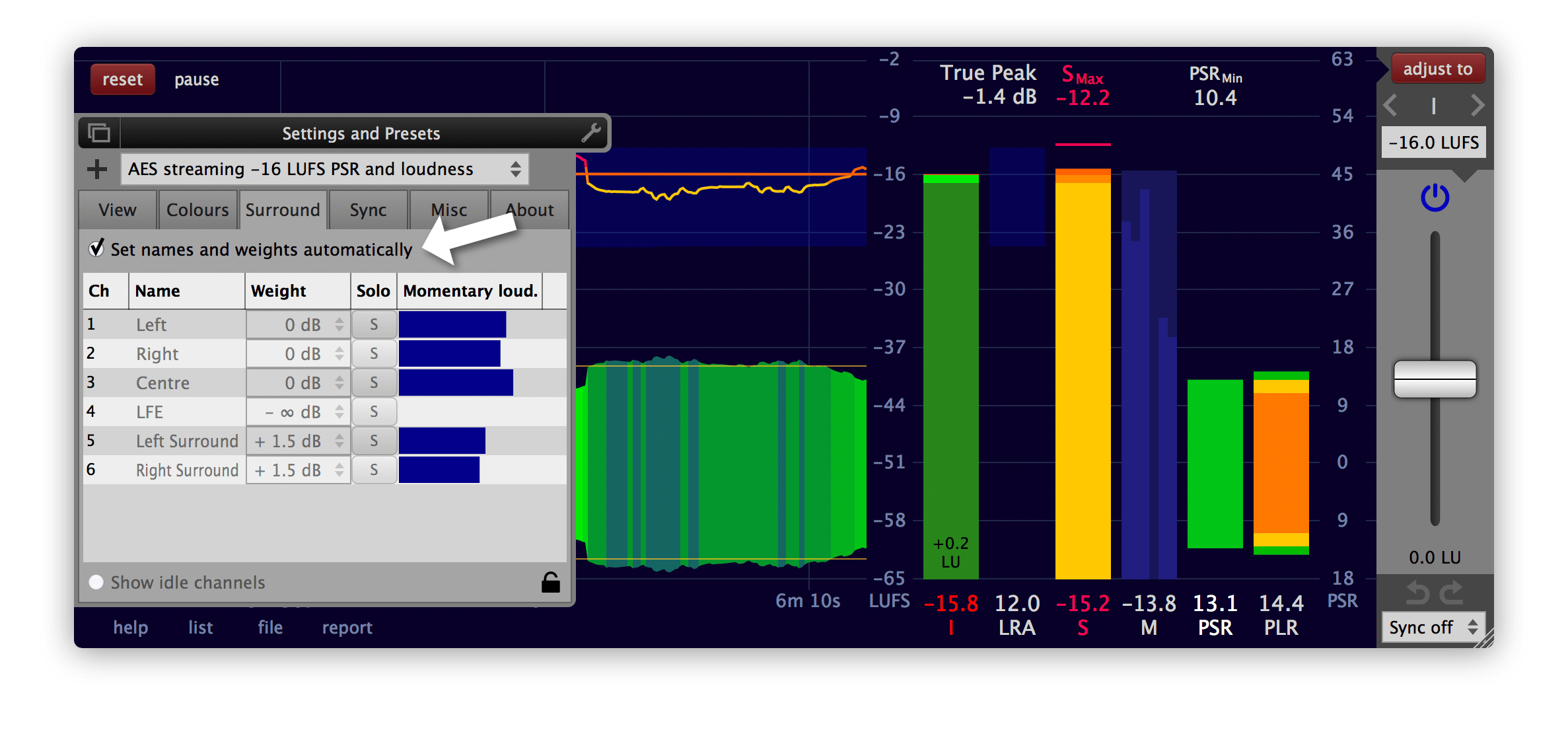 Surround settings automatic