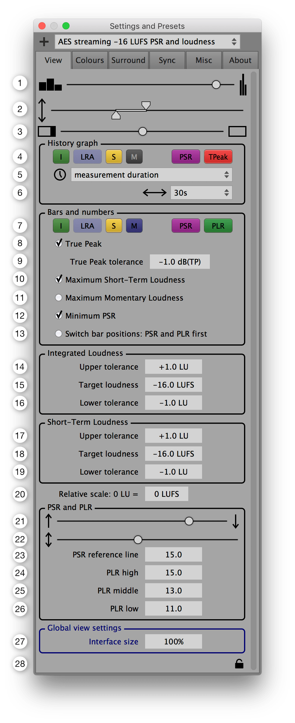 View settings